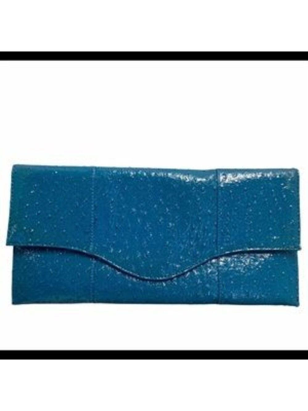 BLUE glossy clutch purse
